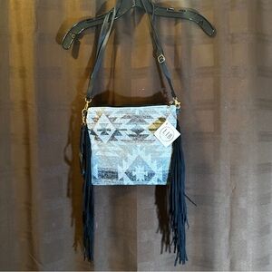 Elegant Black and Gray Geometric Crossbody Bag